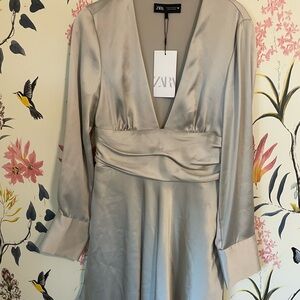 Zara Silky Taupe Dress